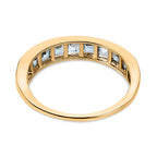 9K Yellow Gold Santamaria Aquamarine Half-Eternity Band Ring 1.17 Ct