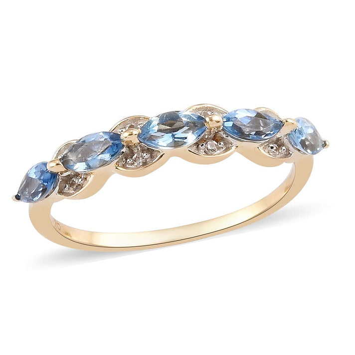 9K Yellow Gold AA Santamaria Aquamarine and Natural Cambodian Zircon Ring 0.75 Ct. 3751576 1