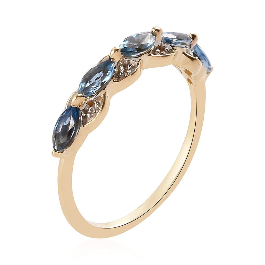 9K Yellow Gold Santa Maria Aquamarine and Natural Cambodian Zircon Ring