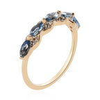 9K Yellow Gold Santa Maria Aquamarine and Natural Cambodian Zircon Ring
