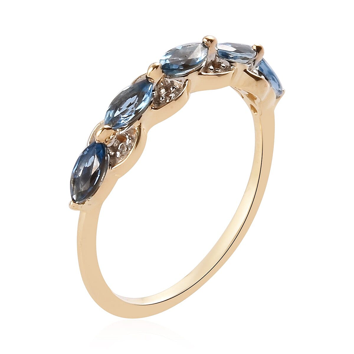 9K Yellow Gold AA Santamaria Aquamarine and Natural Cambodian Zircon Ring 0.75 Ct. 3751576 4