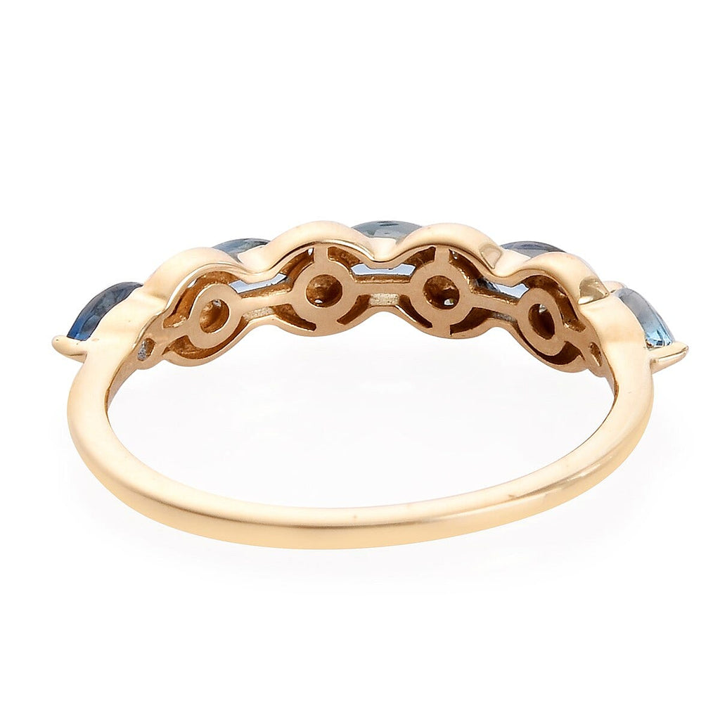 9K Yellow Gold Santa Maria Aquamarine and Natural Cambodian Zircon Ring