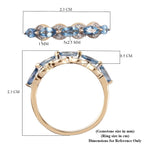 9K Yellow Gold Santa Maria Aquamarine and Natural Cambodian Zircon Ring