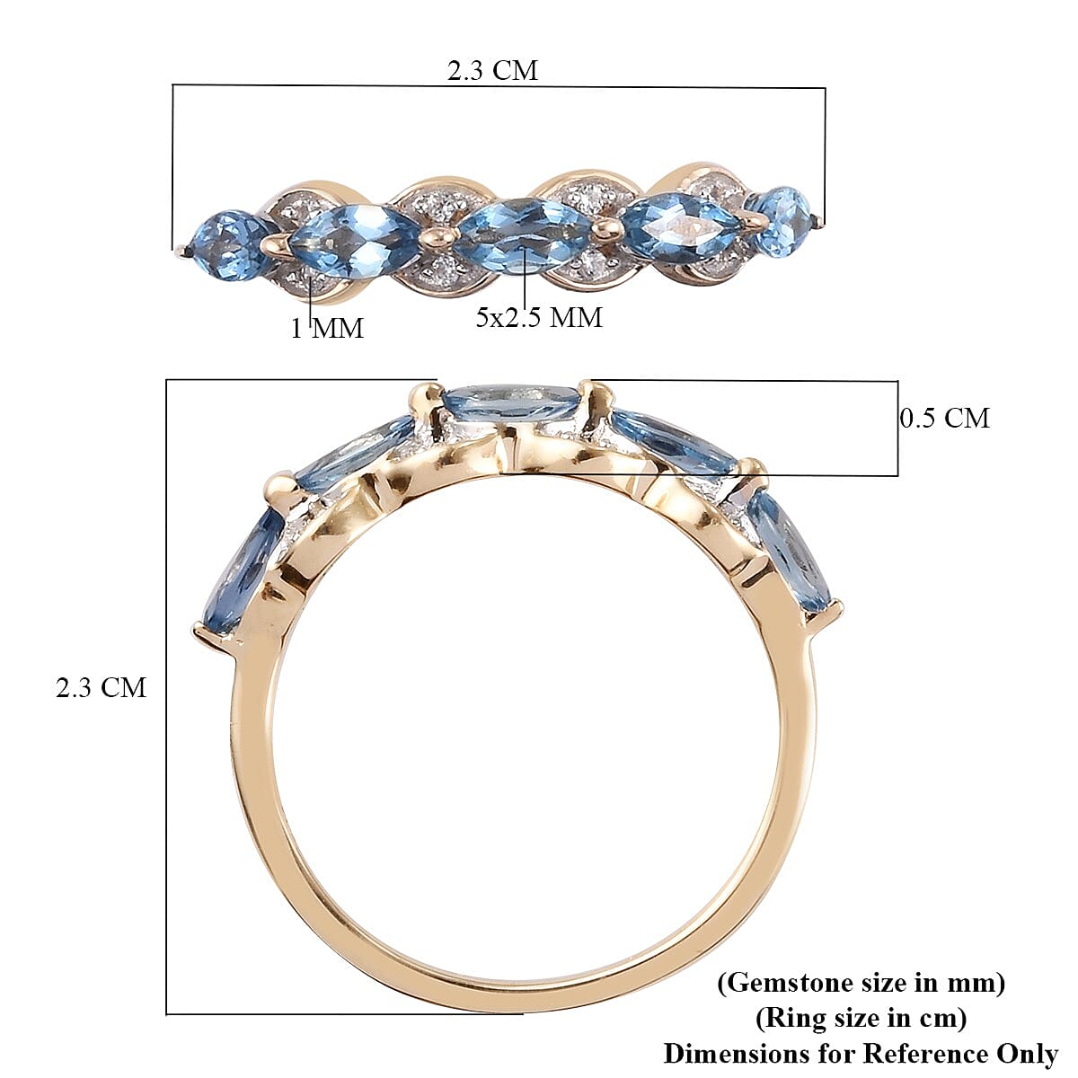 9K Yellow Gold AA Santamaria Aquamarine and Natural Cambodian Zircon Ring 0.75 Ct. 3751576 6