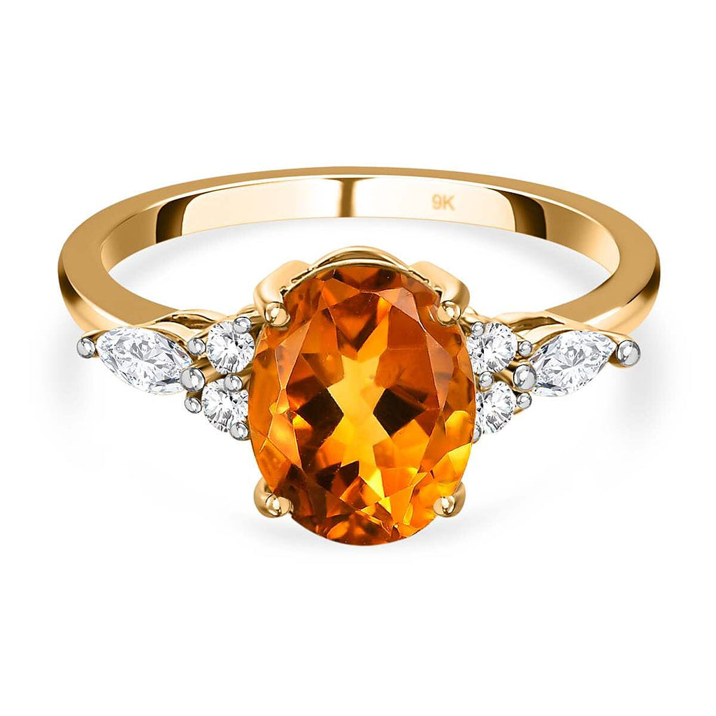 9K Yellow Gold Serra Gaucha Citrine and Moissanite Ring 1.91 Ct.