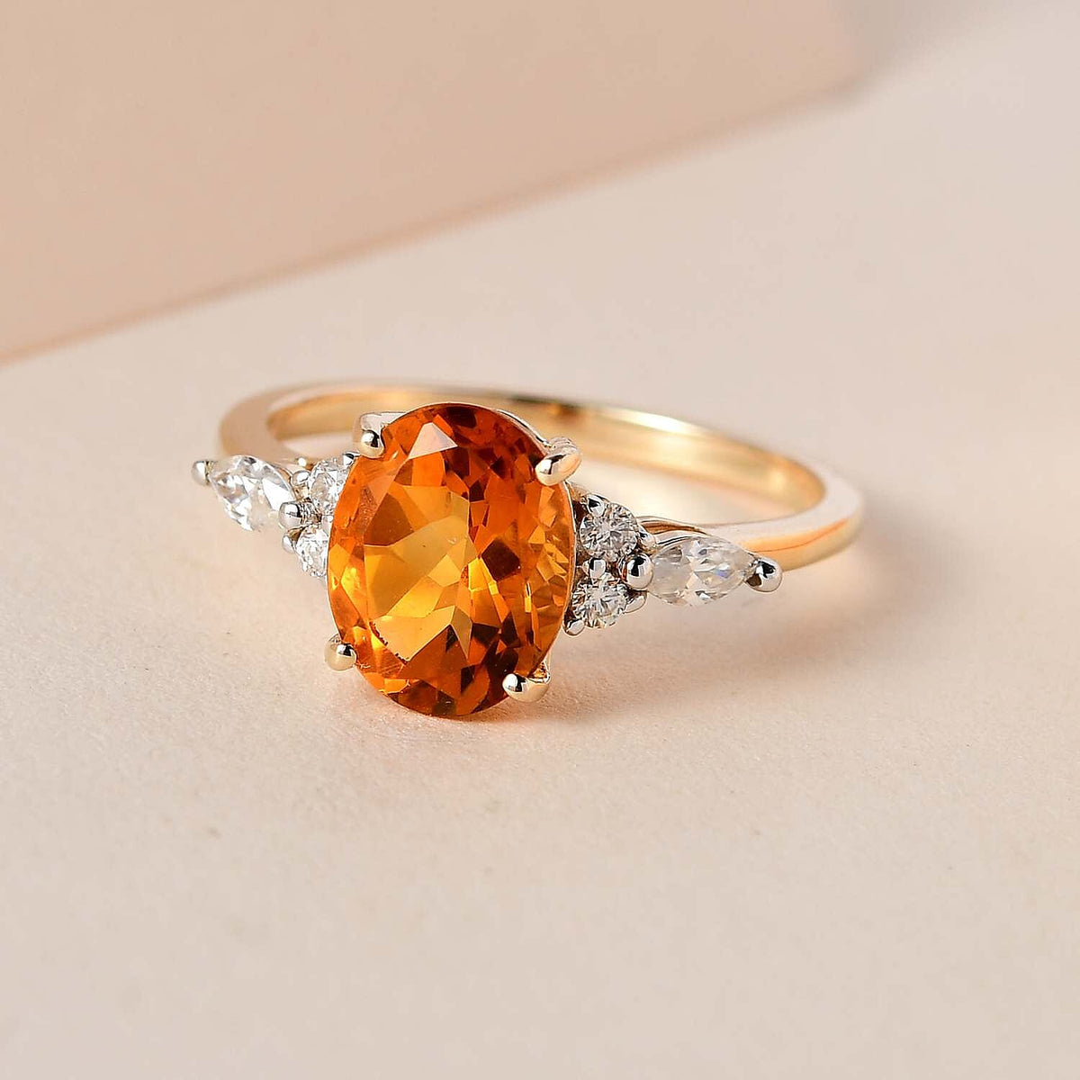 9K Yellow Gold Serra Gaucha Citrine and Moissanite Ring 1.91 Ct. 7547350 1