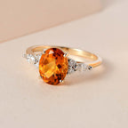 9K Yellow Gold Serra Gaucha Citrine and Moissanite Ring 1.91 Ct.