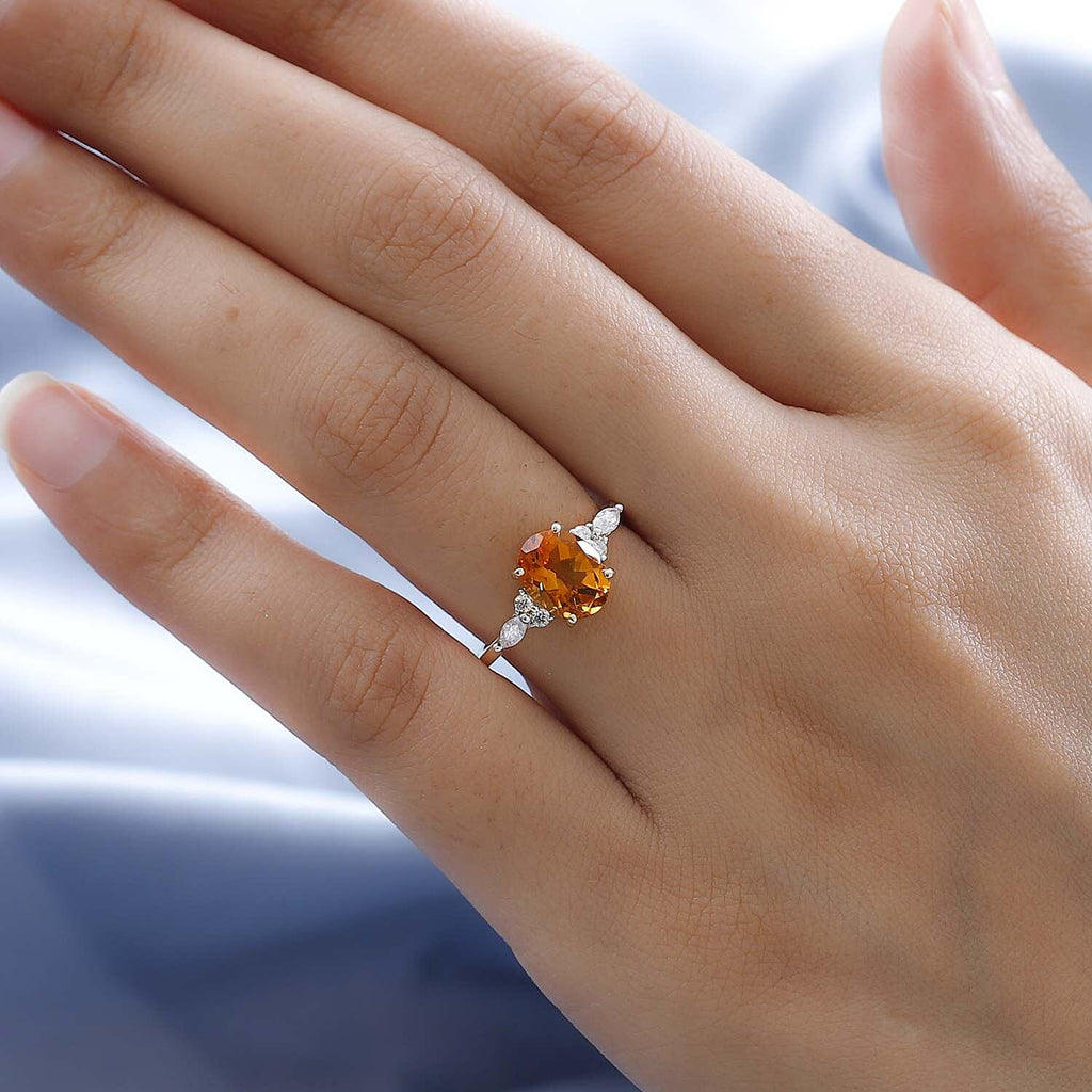 9K Yellow Gold Serra Gaucha Citrine and Moissanite Ring 1.91 Ct.