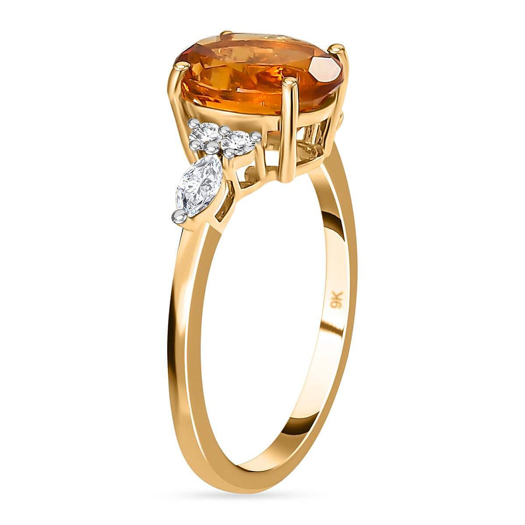 9K Yellow Gold Serra Gaucha Citrine and Moissanite Ring 1.91 Ct.