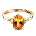 9K Yellow Gold Serra Gaucha Citrine and Diamond Ring 1.76 Ct.