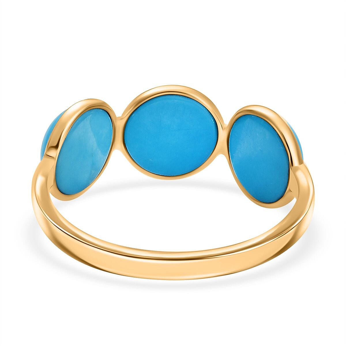 9K Yellow Gold Sleeping Beauty Turquoise 3 Stone Ring 3.43 Ct. 8052594 5