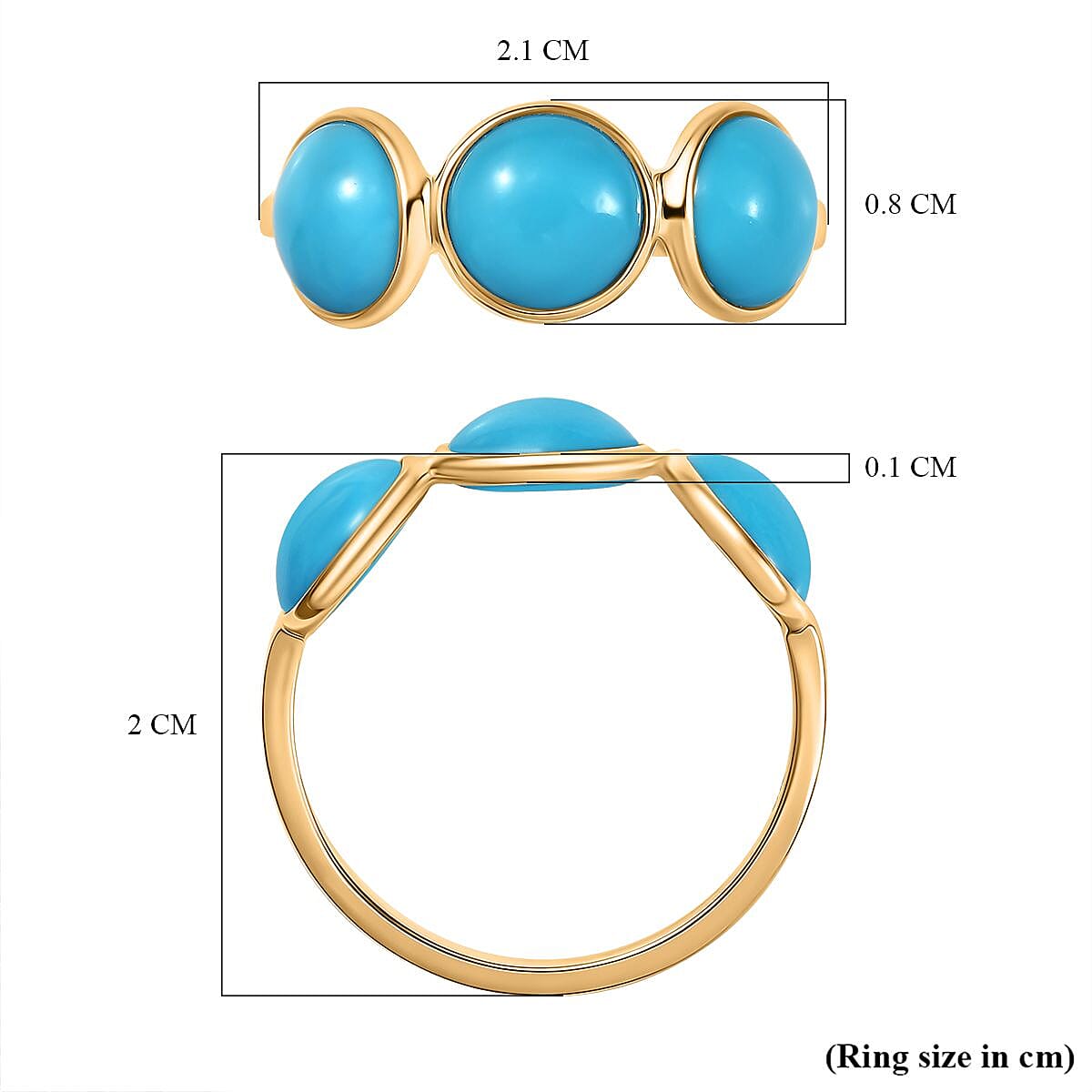 9K Yellow Gold Sleeping Beauty Turquoise 3 Stone Ring 3.43 Ct. 8052594 6