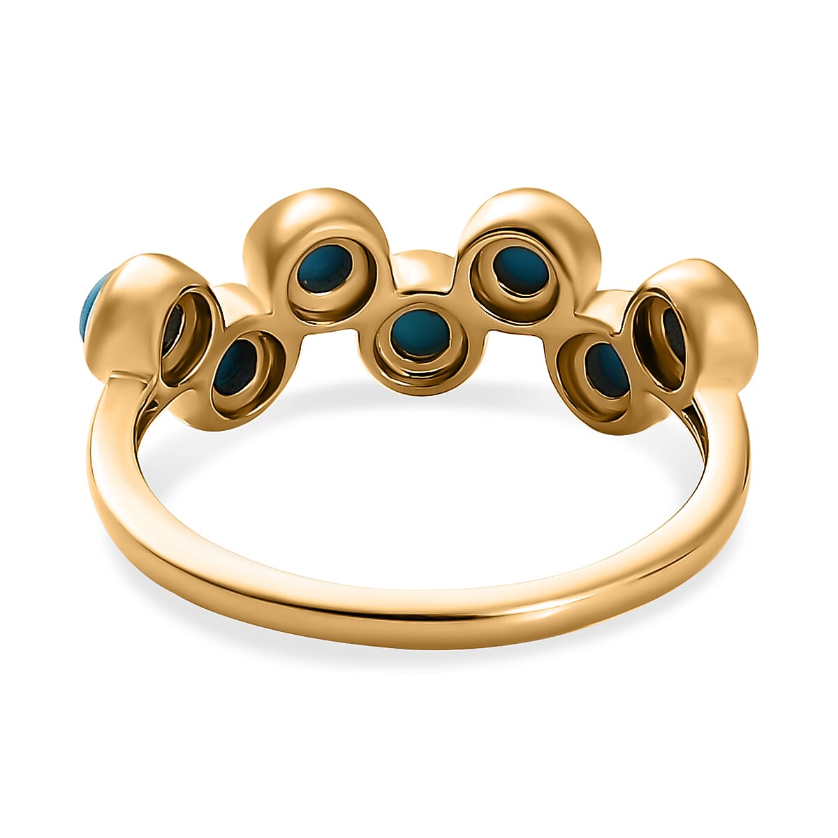 9K Yellow Gold  Arizona Sleeping Beauty Turquoise 7 Stone Ring 7637414 4