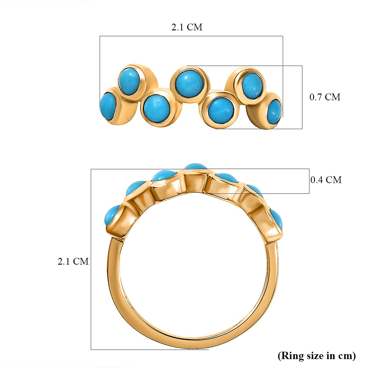 9K Yellow Gold  Arizona Sleeping Beauty Turquoise 7 Stone Ring 7637414 5