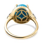9K Yellow Gold Arizona Sleeping Beauty Turquoise and Moissanite Ring 3.93 Ct.