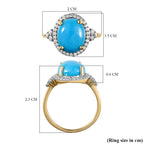 9K Yellow Gold Arizona Sleeping Beauty Turquoise and Moissanite Ring 3.93 Ct.
