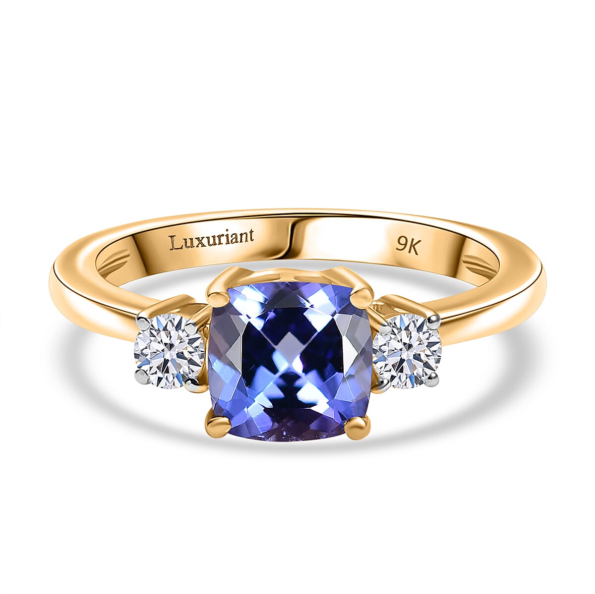 LUXURIANT 1.47 Ct. Tanzanite, Lab Grown Diamond Solitaire Ring in 9K Yellow Gold 8058835 0