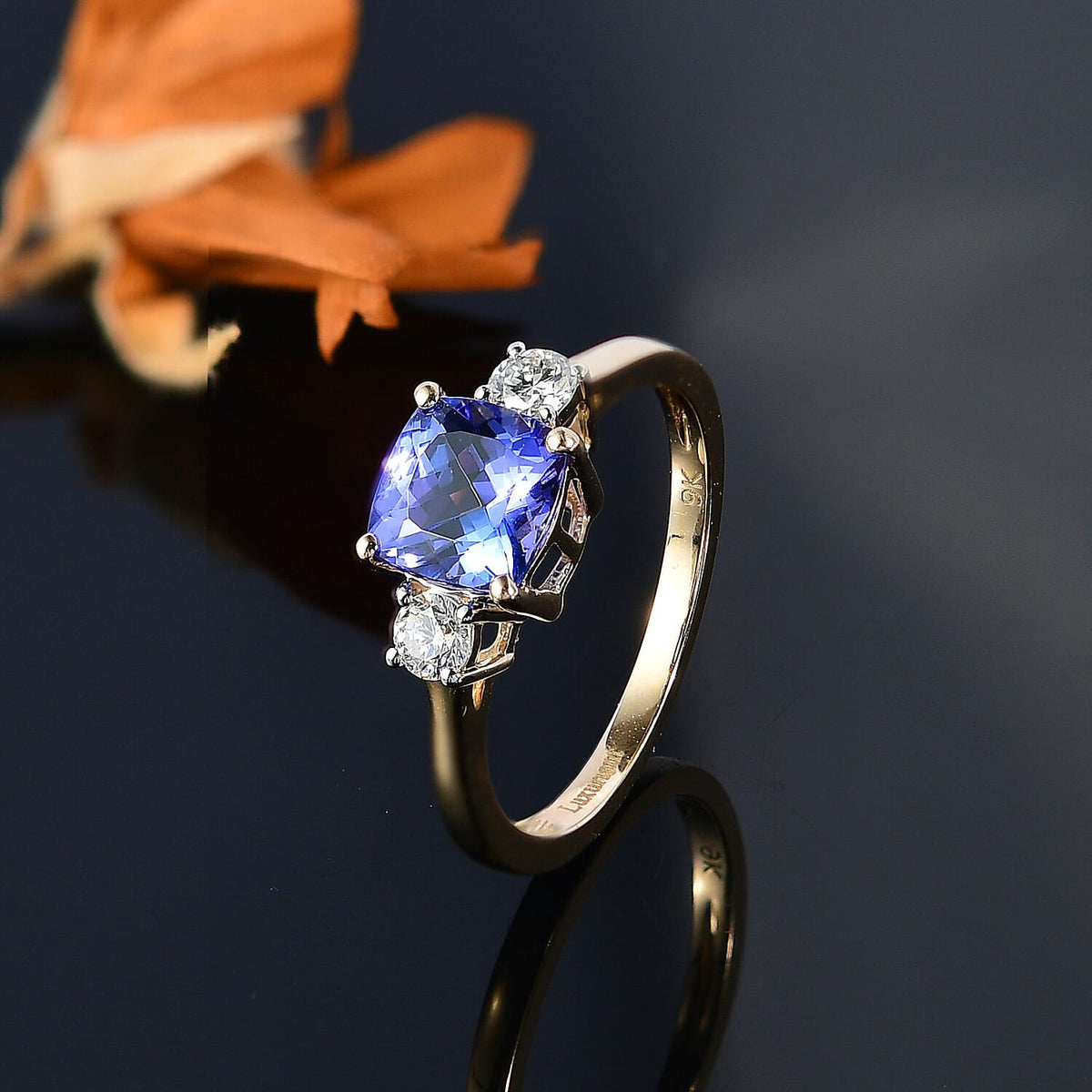 LUXURIANT 1.47 Ct. Tanzanite, Lab Grown Diamond Solitaire Ring in 9K Yellow Gold 8058835 2