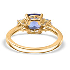 TANZANITE SPECTACULAR- Luxuriant Diamond 9K Yellow Gold Tanzanite & (SI-G-H) Lab Grown Diamond Solitaire Ring 1.69 Ct.