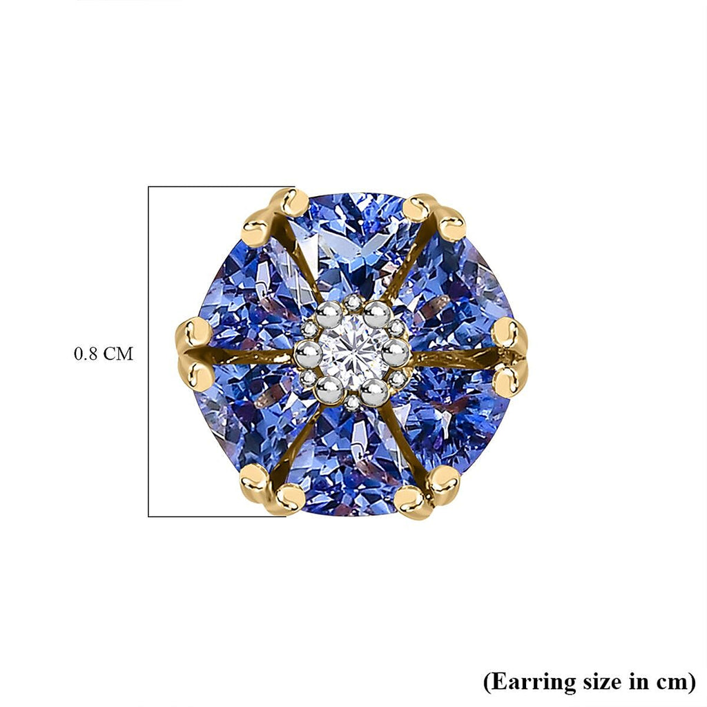 9K Yellow Gold Tanzanite & Moissanite Earrings 1.47 Ct.