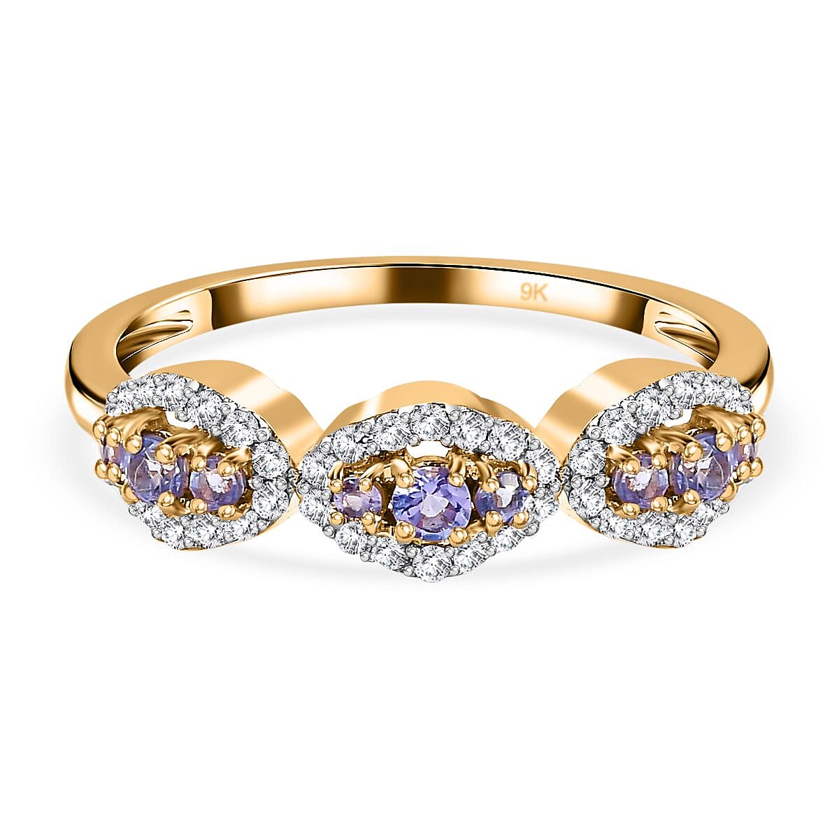 9K Yellow Gold AA Tanzanite , Moissanite Classic Solitaire Ring in Gold Wt. 1.66 grams, 0.420 Ct 7632924 0