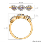 9K Yellow Gold  AA   Tanzanite ,  Moissanite  Main Stone With Side Stone Ring 0.42 ct,  Gold Wt. 1.66 Gms  0.420  Ct.