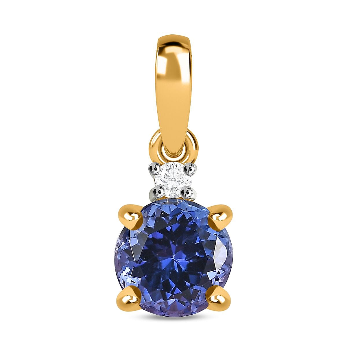 9K Yellow Gold Tanzanite &amp; Moissanite Solitaire Pendant 1.23 Ct. 7537997 0