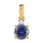 9K Yellow Gold Tanzanite & Moissanite Solitaire Pendant 1.23 Ct.