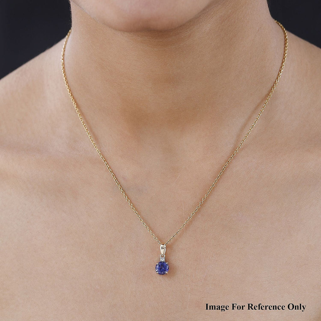 9K Yellow Gold Tanzanite & Moissanite Solitaire Pendant 1.23 Ct.