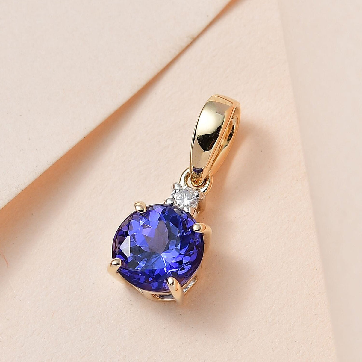 9K Yellow Gold Tanzanite &amp; Moissanite Solitaire Pendant 1.23 Ct. 7537997 3
