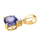 9K Yellow Gold Tanzanite & Moissanite Solitaire Pendant 1.23 Ct.