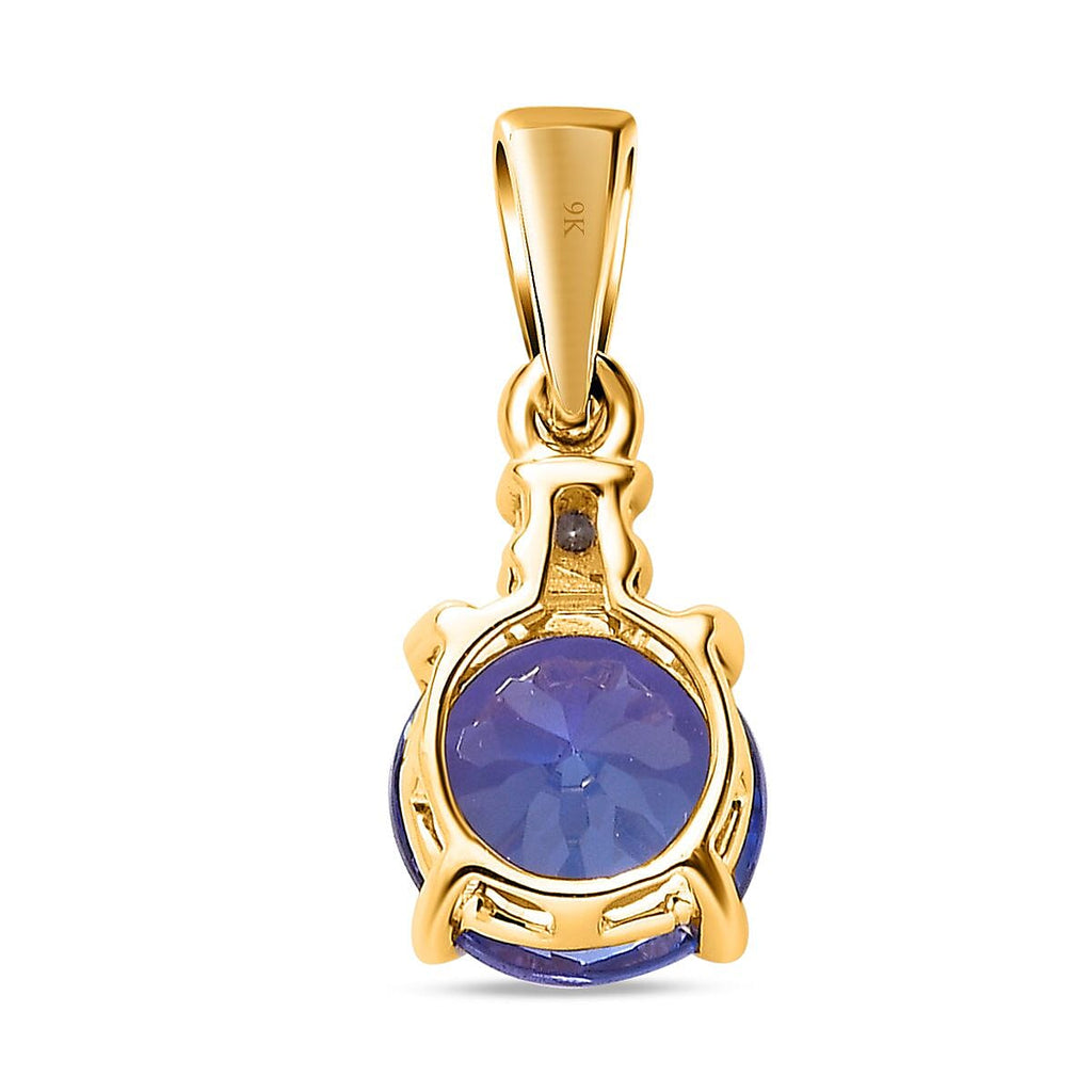 9K Yellow Gold Tanzanite & Moissanite Solitaire Pendant 1.23 Ct.