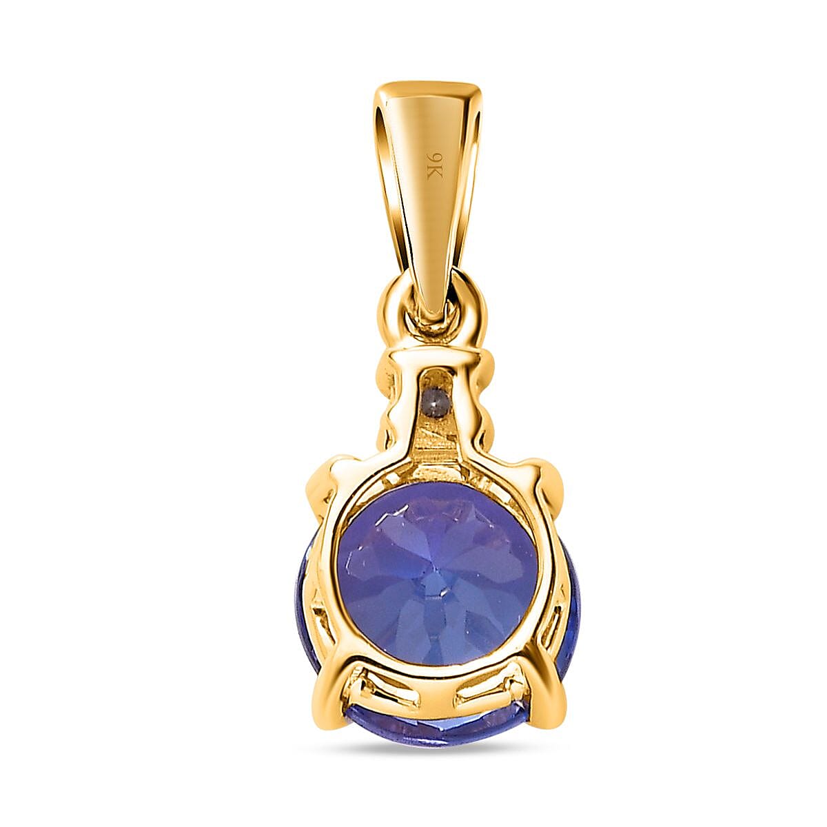 9K Yellow Gold Tanzanite &amp; Moissanite Solitaire Pendant 1.23 Ct. 7537997 5