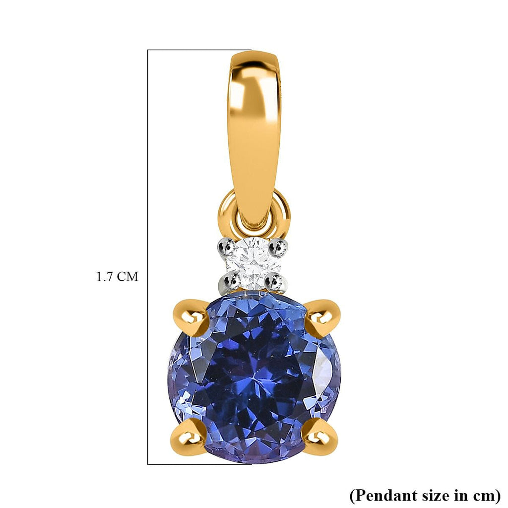 9K Yellow Gold Tanzanite & Moissanite Solitaire Pendant 1.23 Ct.