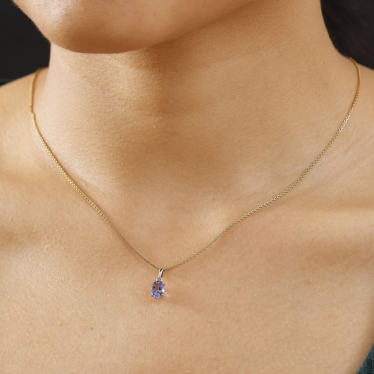 9K Yellow Gold Tanzanite Solitaire Pendant 8051040 2