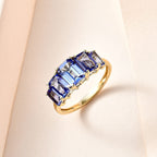 9K Yellow Gold Tanzanite 5 Stone Ring 2.74 Ct.