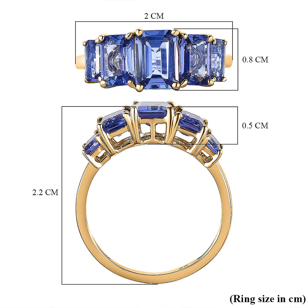 9K Yellow Gold Tanzanite 5 Stone Ring 2.74 Ct.