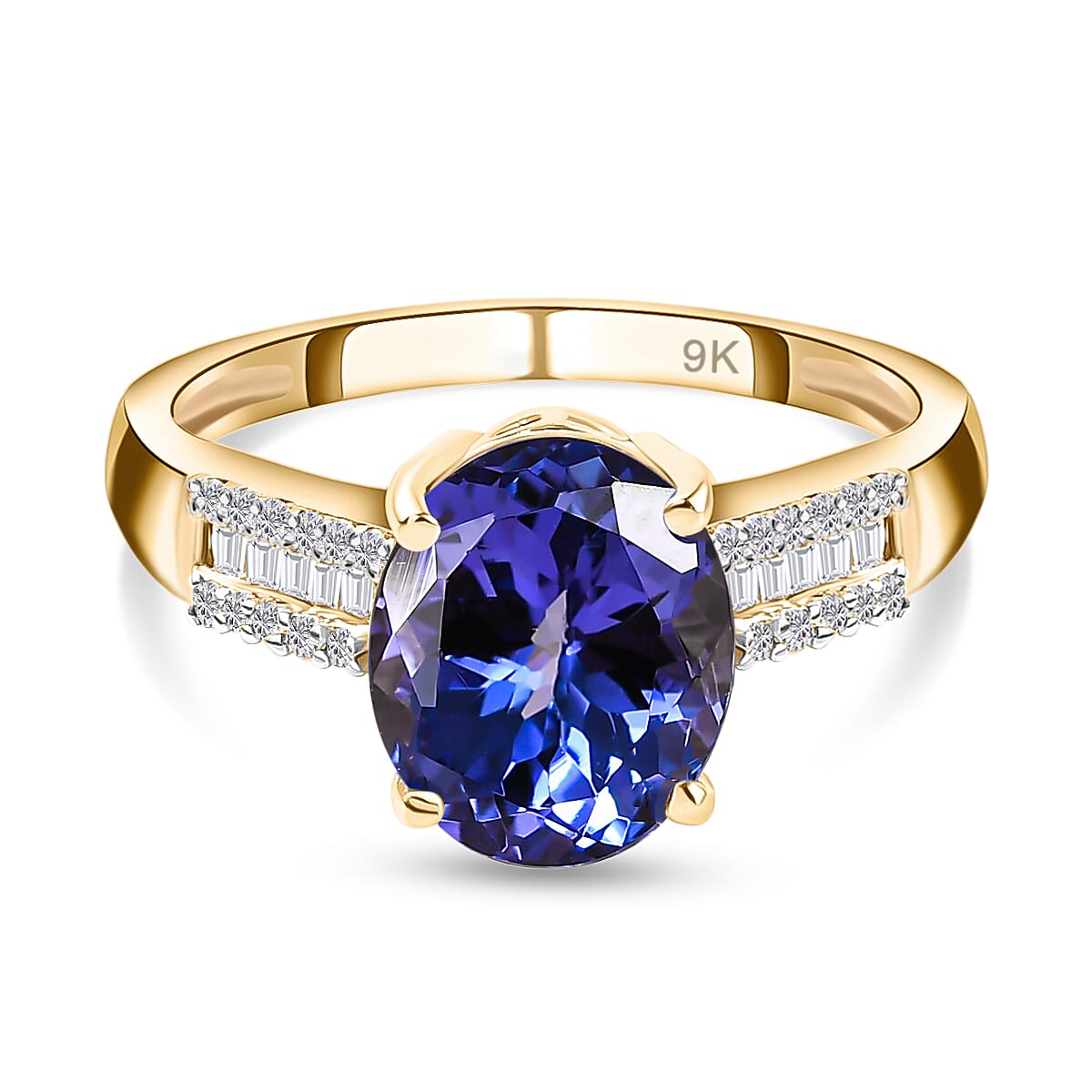 9K Yellow Gold AA Tanzanite Solitaire Ring with Diamond 2.05 Ct. 8847372 0