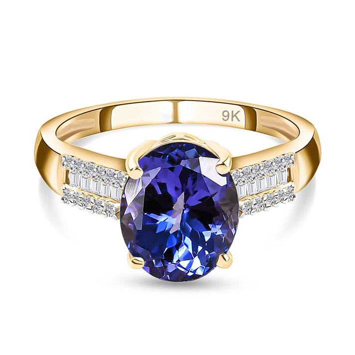 9K Yellow Gold AA Tanzanite Solitaire Ring with Diamond 2.05 Ct. 8847372 1