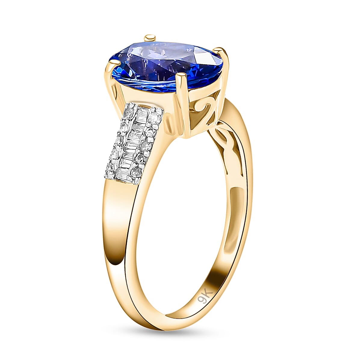 9K Yellow Gold AA Tanzanite Solitaire Ring with Diamond 2.05 Ct. 8847372 3