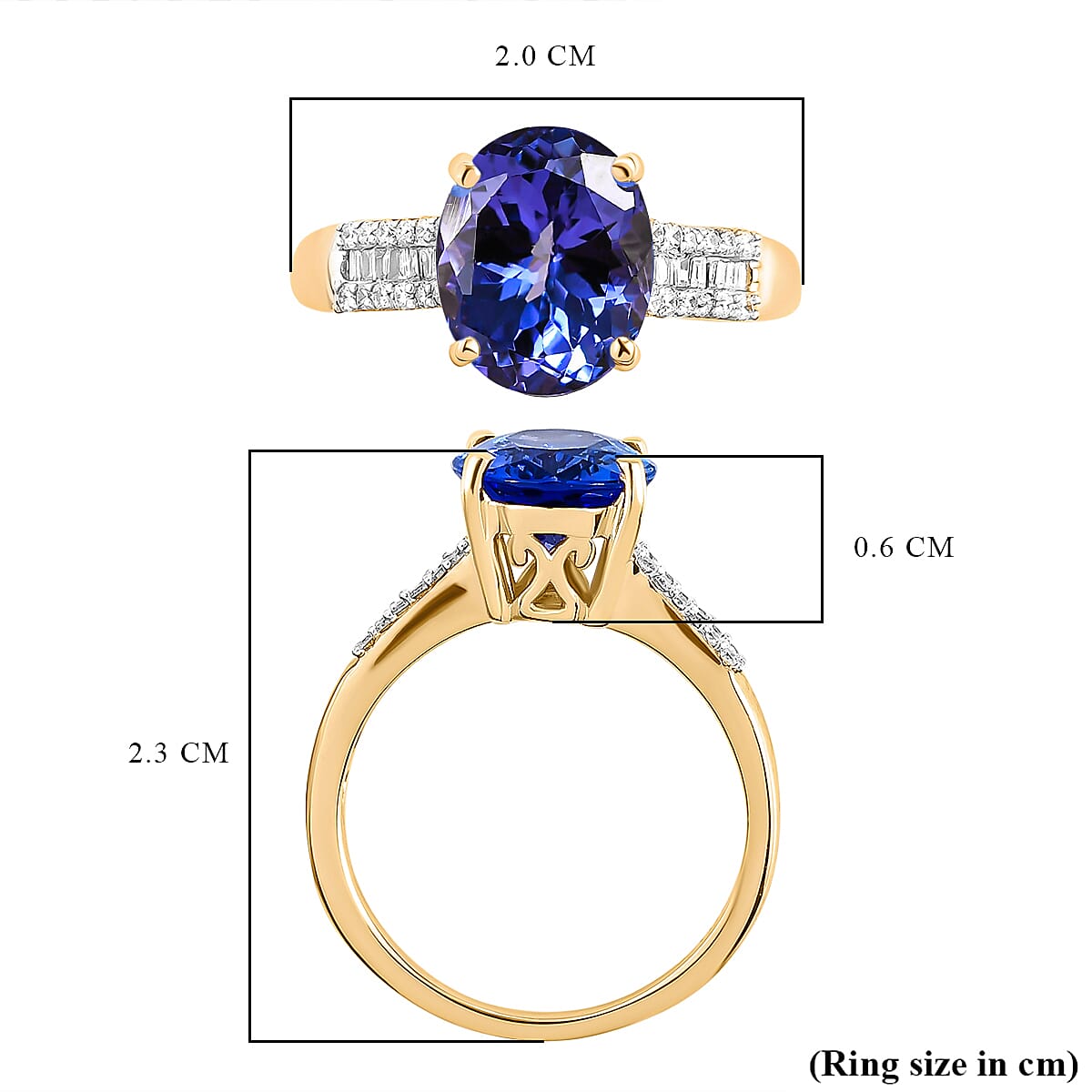9K Yellow Gold AA Tanzanite Solitaire Ring with Diamond 2.05 Ct. 8847372 5