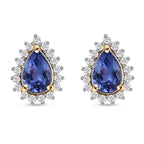 9K Yellow Gold  Tanzanite and Diamond Earrings (with Push Back)