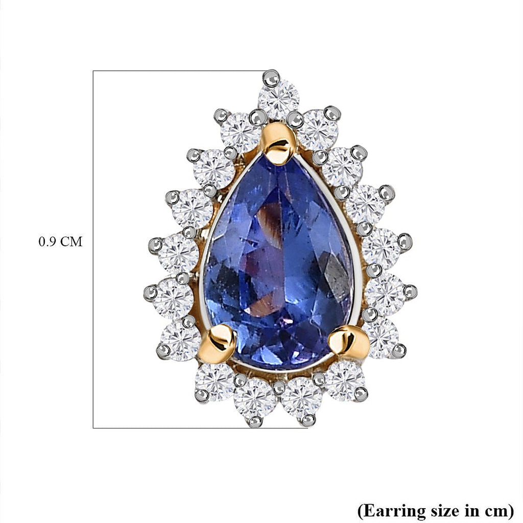 9K Yellow Gold  Tanzanite and Diamond Earrings (with Push Back)