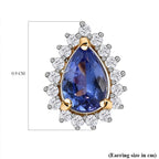 9K Yellow Gold  Tanzanite and Diamond Earrings (with Push Back)