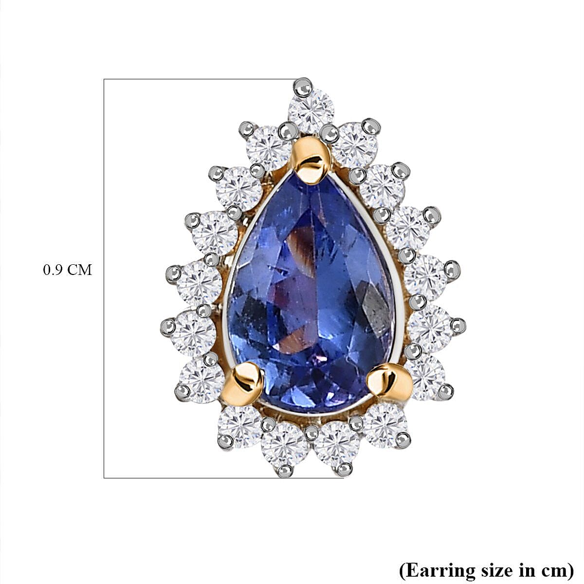 9K Yellow Gold AA Tanzanite and Diamond Halo Earrings (With Push Back) 7231394 5