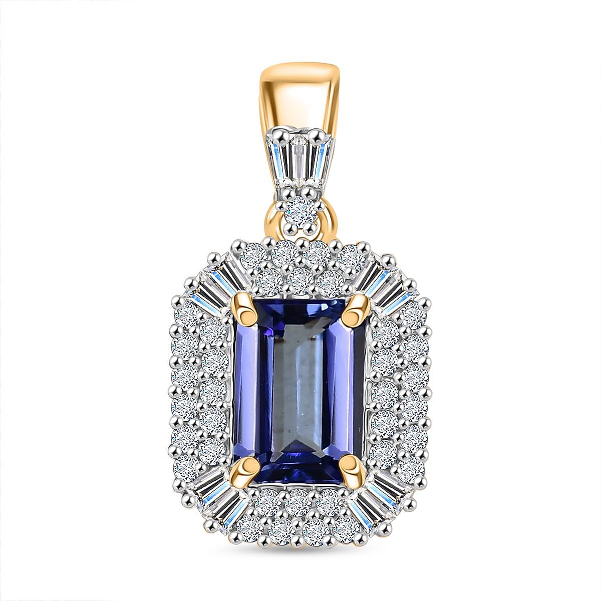 9K Yellow Gold  Tanzanite &amp; White Diamond Pendant 1.21 Ct. 8066533 0