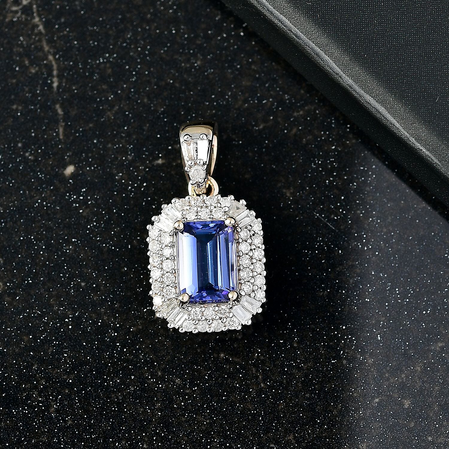9K Yellow Gold  Tanzanite &amp; White Diamond Pendant 1.21 Ct. 8066533 3
