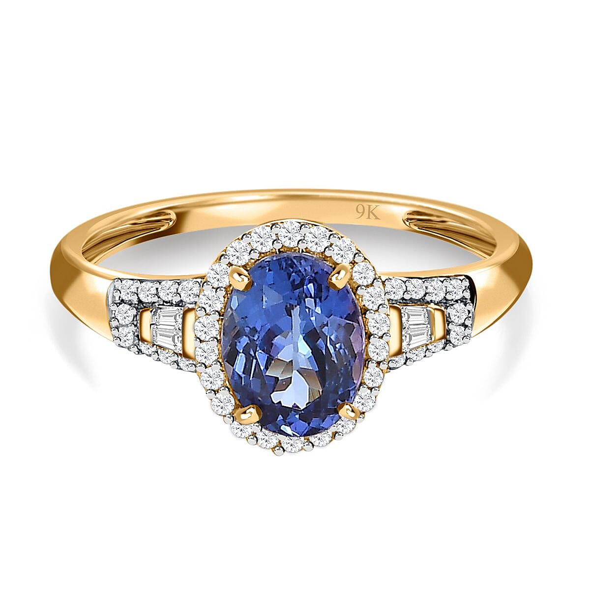 9K Yellow Gold AA Tanzanite &amp; Diamond (G-H) Ring 1.57 Ct. 7592360 0
