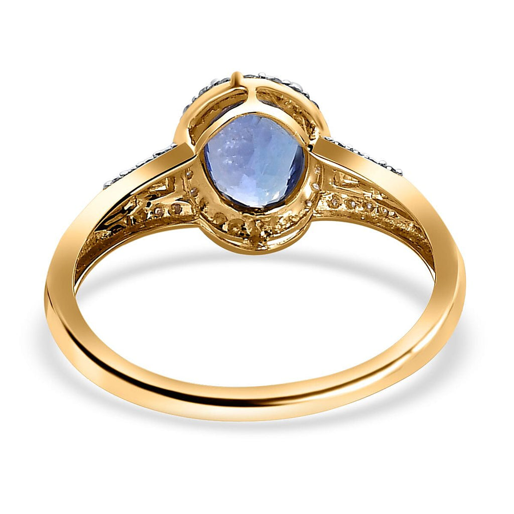 9K Yellow Gold Tanzanite & Diamond (G-H) Ring 1.57 Ct.