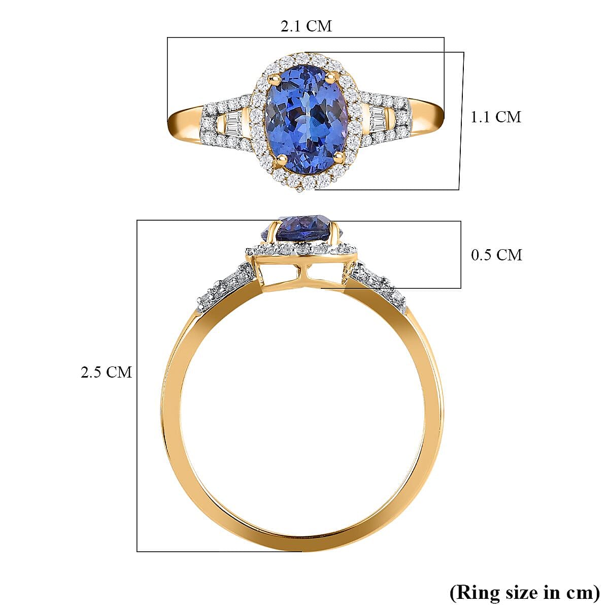9K Yellow Gold AA Tanzanite &amp; Diamond (G-H) Ring 1.57 Ct. 7592360 5